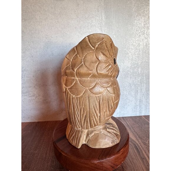 Vintage MCM Carved Wood Owl – Large Solid Wood | Made in Thailand‎ - Picture 10 of 11